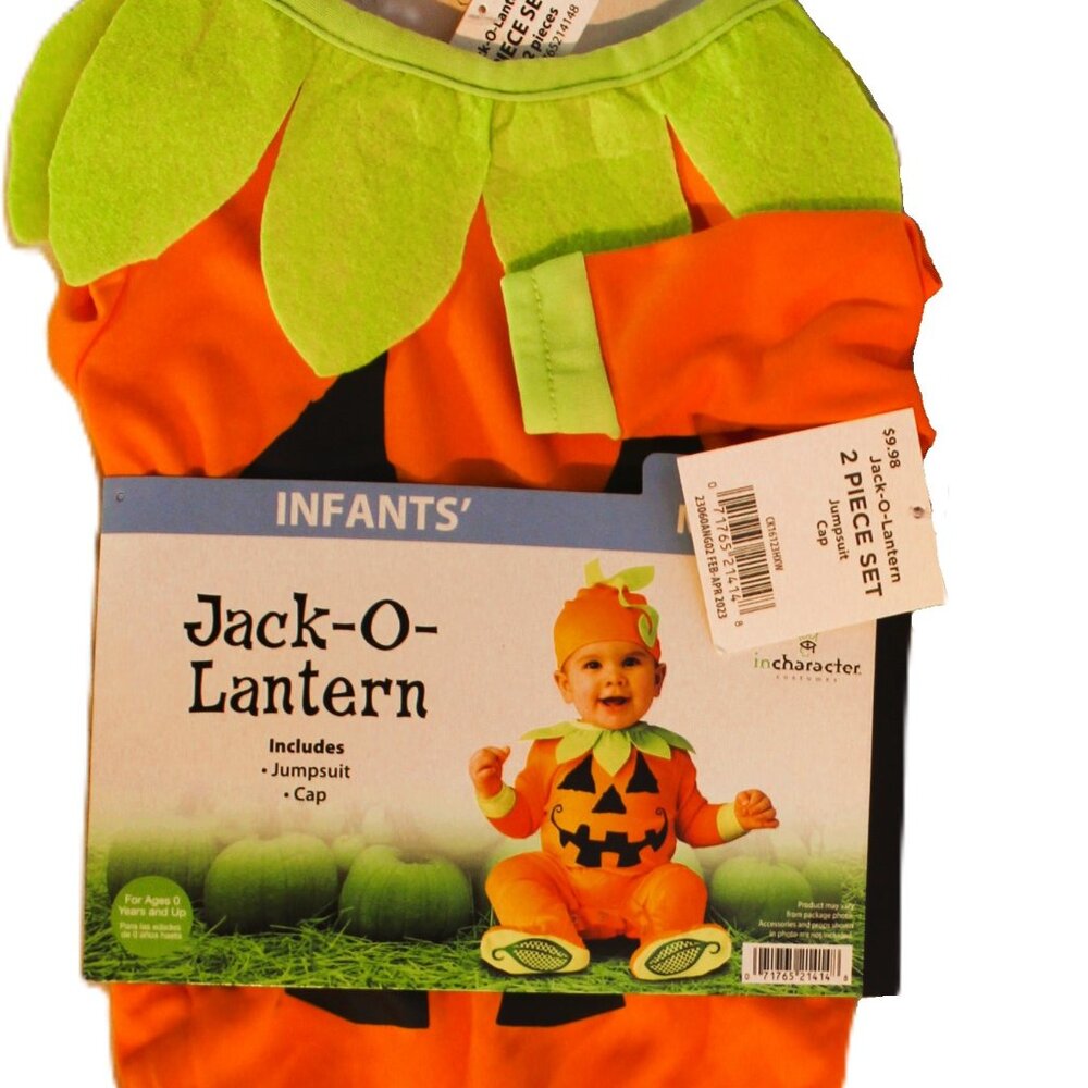 incharacter Jack-O-Lantern Jumpsuit Halloween Infants (0-6) Months New